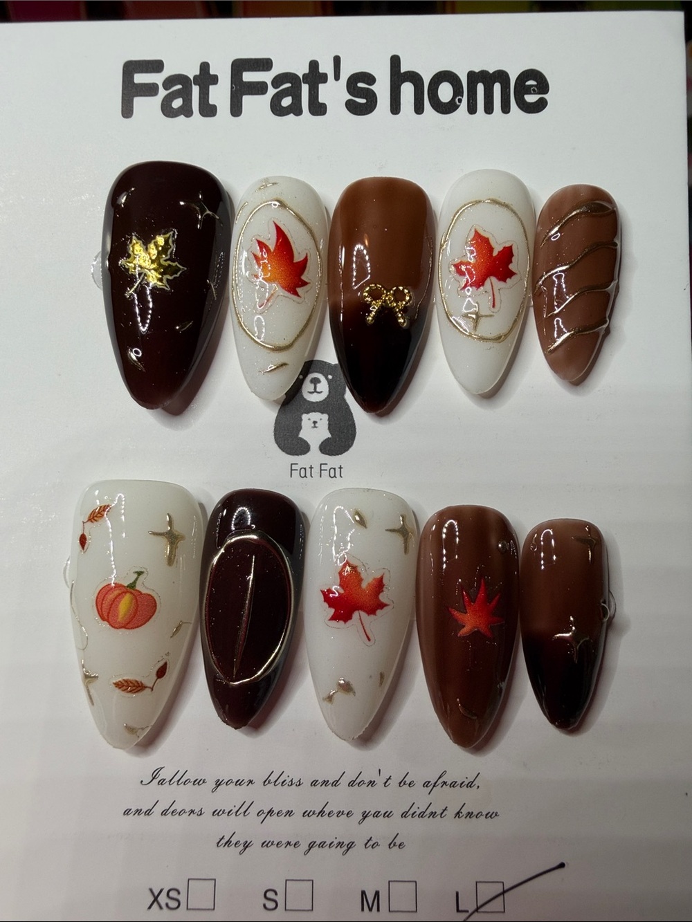 Autumn Leaf & Brown Small Pets Nail Art Accent Set